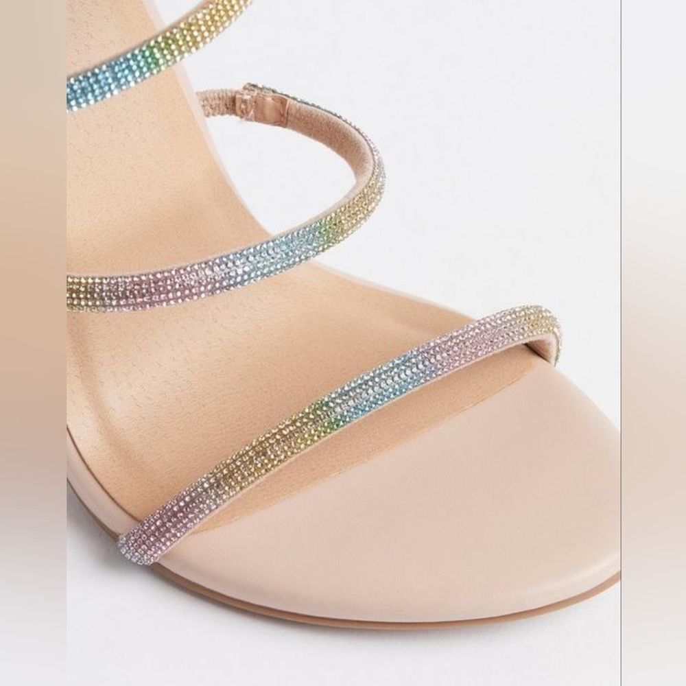 Torrid extra wide width rhinestone lace up heel sandals, 8ww, multicolor - Picture 5 of 13